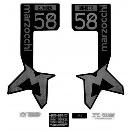 Nálepky pre vidlicu Marzocchi Bomber 58 Shiny Black 2024