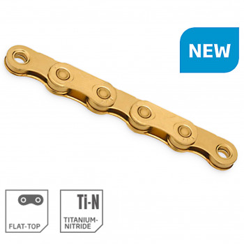  Reťaz KMC  X Flat Gold Ti N Waxed, 12/13 Speed